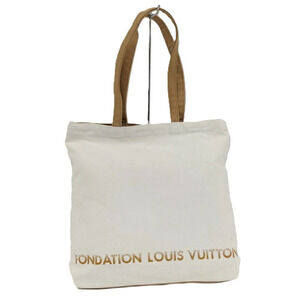 Louis Vuitton Fondation Tote Bag Canvas White Gold